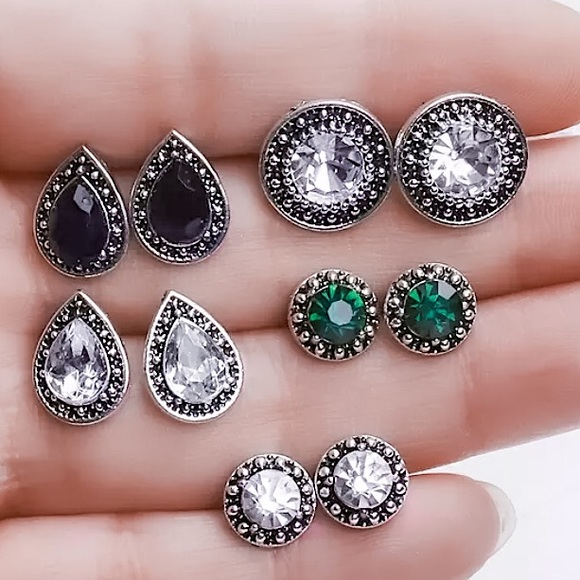 🔵𝟲𝟱%𝗢𝗙𝗙 𝗯𝘂𝗻𝗱𝗹𝗲𝘀 𝟯+🔵 NEW 5 Pairs Silver Bohemian Earrings Set - Picture 4 of 6